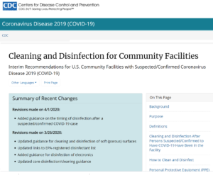 CDC Cleaning & Disinfecting Community Facilities